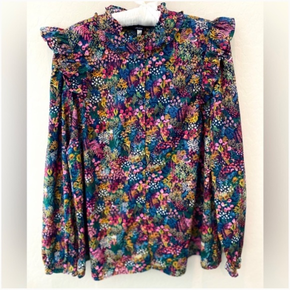 Joules Naomi Button Up To Shirt Blouse in Navy Pink Ditsy Print Size 6 Floral - Picture 4 of 5